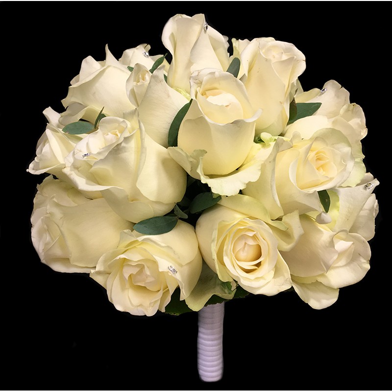 Bouquet de mariée rond rose blanche