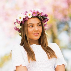 Couronne de tête florale rose