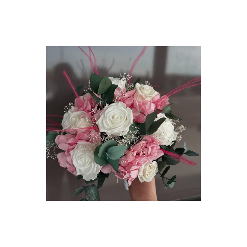 Le bouquet de mariée Éternelle rose et blanc